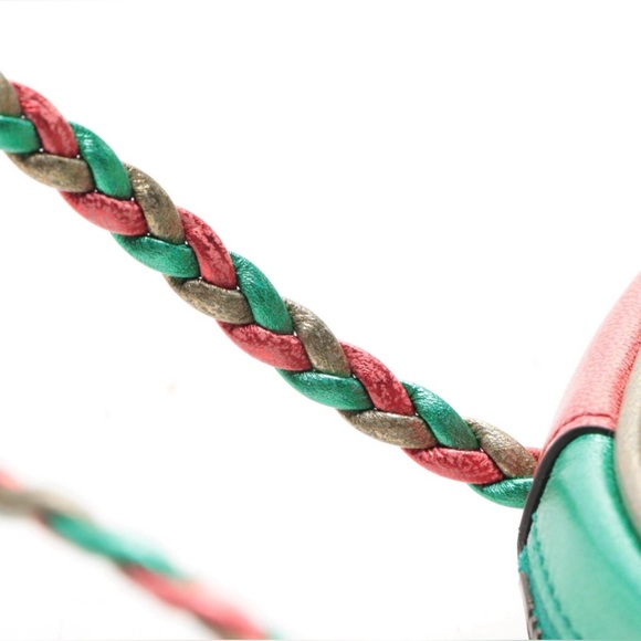 GUCCI TRAPUNTATA Red Green METALLIC QUILTED Leather Mini Crossbody 💯 Authentic - Picture 12 of 12